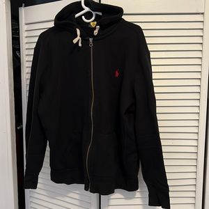 Polo sweater hoodie, sz xl, black